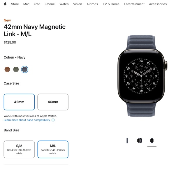 Apple Watch Magnetic Link Band (42mm - Navy - M/L) - Picture 9 of 11